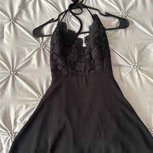 bebe Black Lace Halter Dress